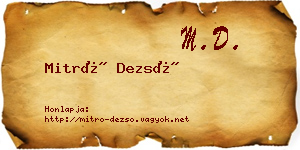 Mitró Dezső névjegykártya